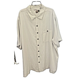 Caribbean Shirt Mens 3XT Cream Off White Silk Blend Hawaiian Button Up